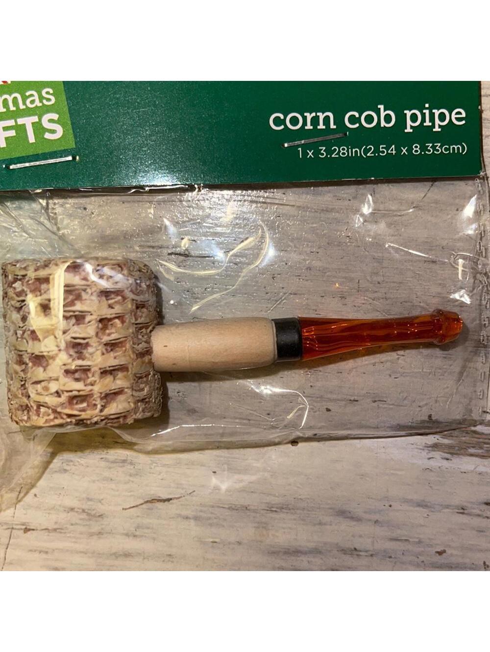 New in Package Faux Play Corncob Corn Cob Wood and amber plastic Snowman